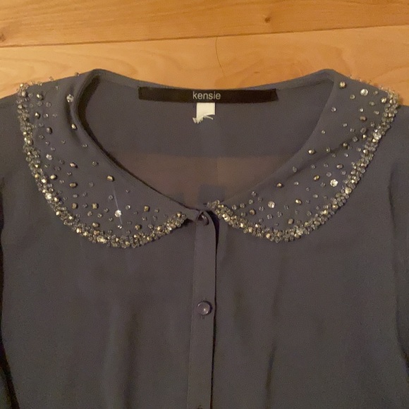 Kensie sheer beaded Peter Pan collar blouse 💫 - Picture 5 of 6
